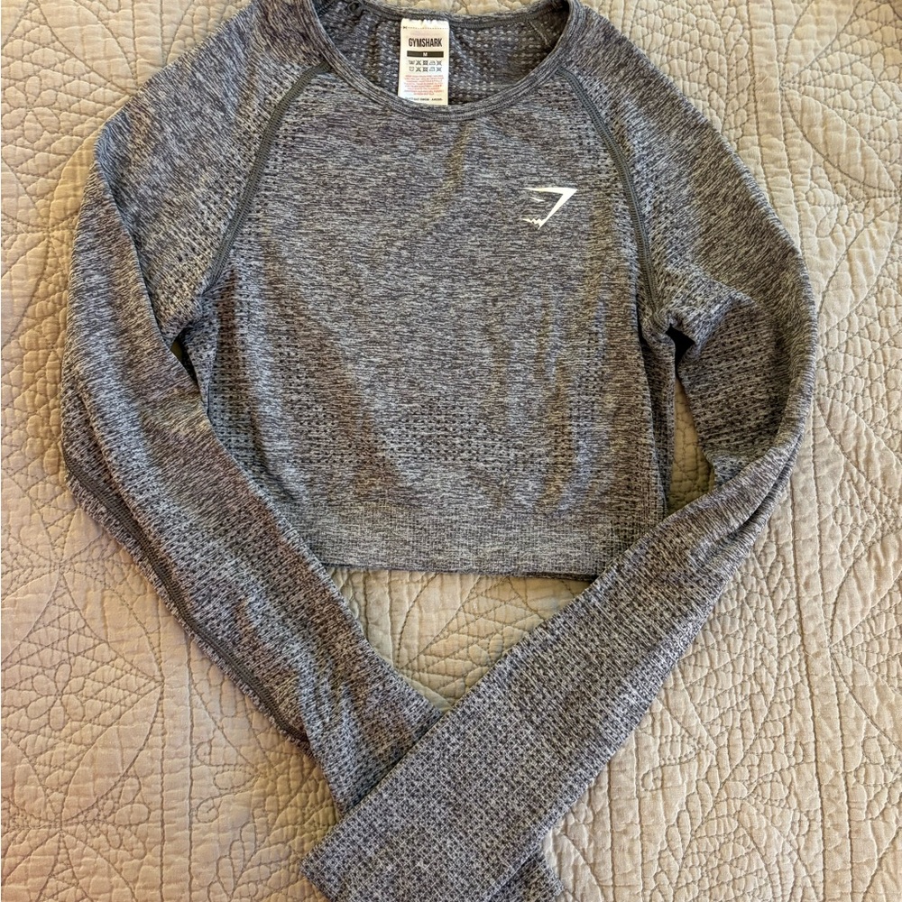 Gymshark Heathered Gray Long Sleeve Crop Top